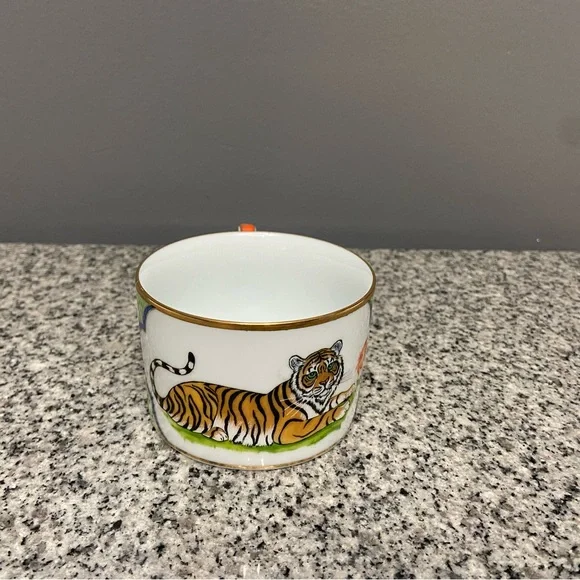 Vtg Lynn Chase TIGER RAJ Coffee Cup Demitasse Signed 1991 24K Gold Replacement - Picture 3 of 15
